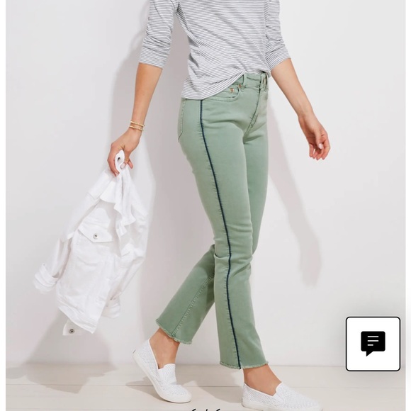 VINEYARD VINES HIGH RISE Kick Flare Sea Moss Green With Navy Stripe, sz 31, EUC - Picture 2 of 10